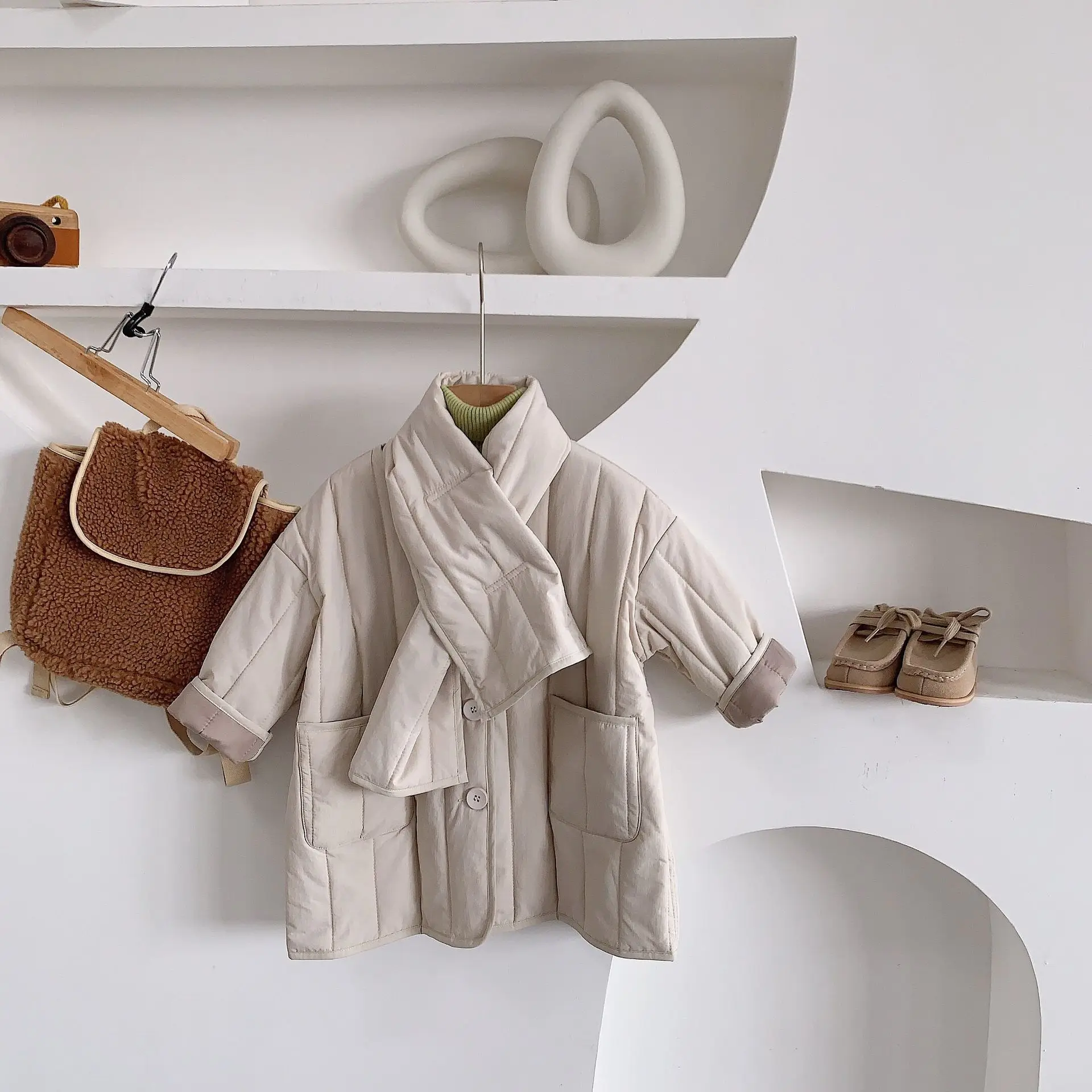 Сезон осень зима модные однотонные стеганые пальто для мальчиков и девочек с