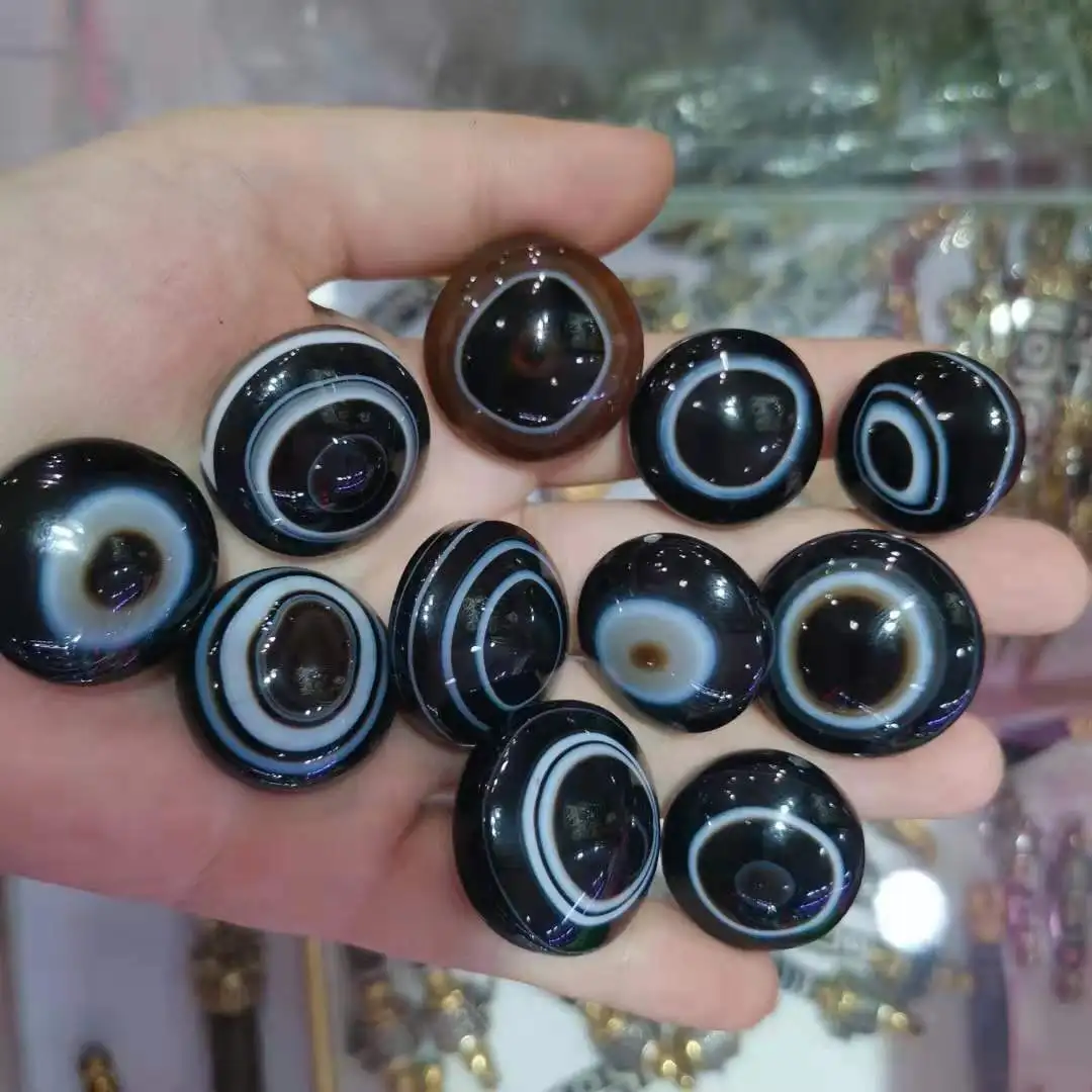 

1pcs/lot natural black agate lamb's eye beads Punched diy bracelets necklaces jewelry wholesale collected and watched gem Round