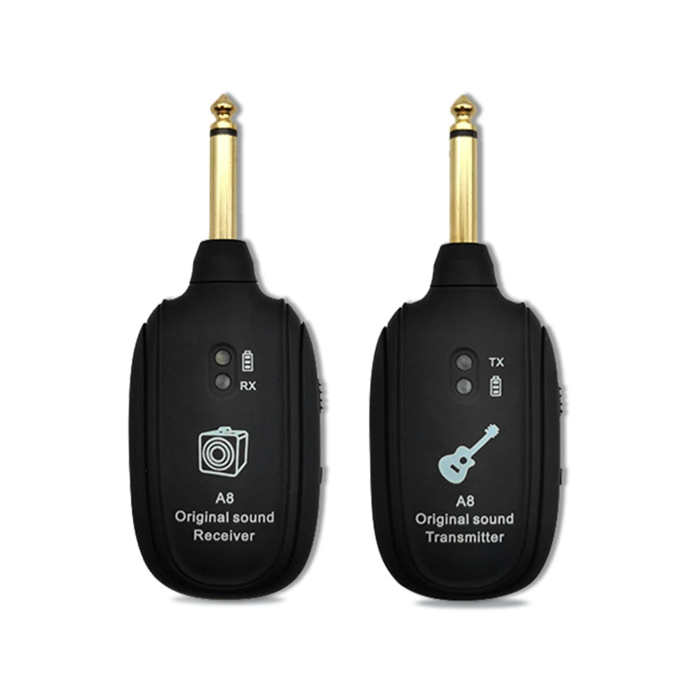 

A8 UHF Guitar Pickup Wireless System Audio Transmitter Receiver Built-in Rechargeable Electric Guitar Bass Violin Parts