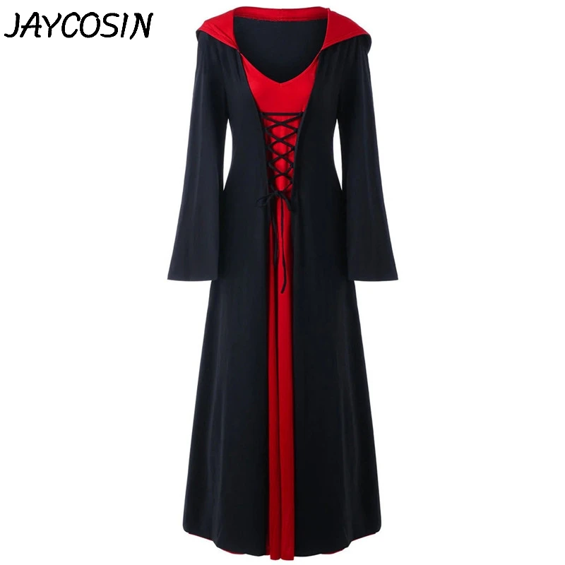 JAYCOSIN женское платье большого размера для хеллоуина с капюшоном в стиле пэчворк