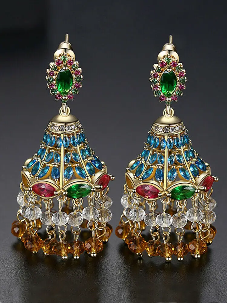 Этнические индийские свадебные Висячие серьги Jhumka Jhumki Модные женские ювелирные