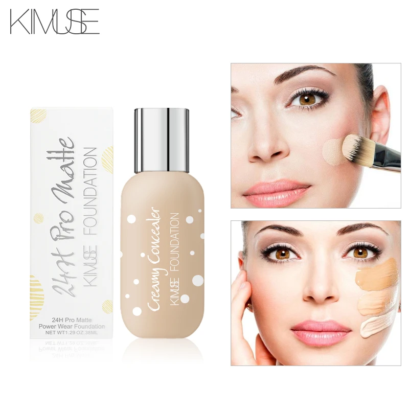 KIMUSE 24H Pro-Matte power износостойкая Тональная основа, крем, основа, макияж, профессиональный макияж, MatteLiquid, консилер, водонепроницаемый, натуральный бренд