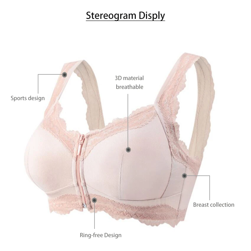 Fake Breast Prosthesis Bra Mastectomy Silicone Underwear Cover Breathable no Steel Ring Pink 3XL |