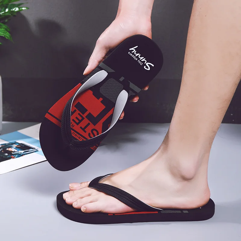 Летние Тапочки с принтом граффити Мужская обувь Вьетнамки Мужские шлепанцы в