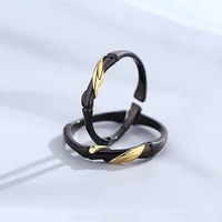 ins hot sale simple black bamboo couple ring original design childhood sweethearts eternal love ring for female lovers jewelry