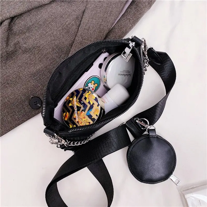 

New 2 Pcs PU Leather Crossbody Bags 2021 Designer Luxury Ladies Shoulder Handbags Black Cross Bag Female Travel Hand Bags
