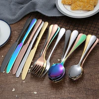 stainless steel western foodsteak knife fork and spoon household hotel tableware set gold plated spray paint customization