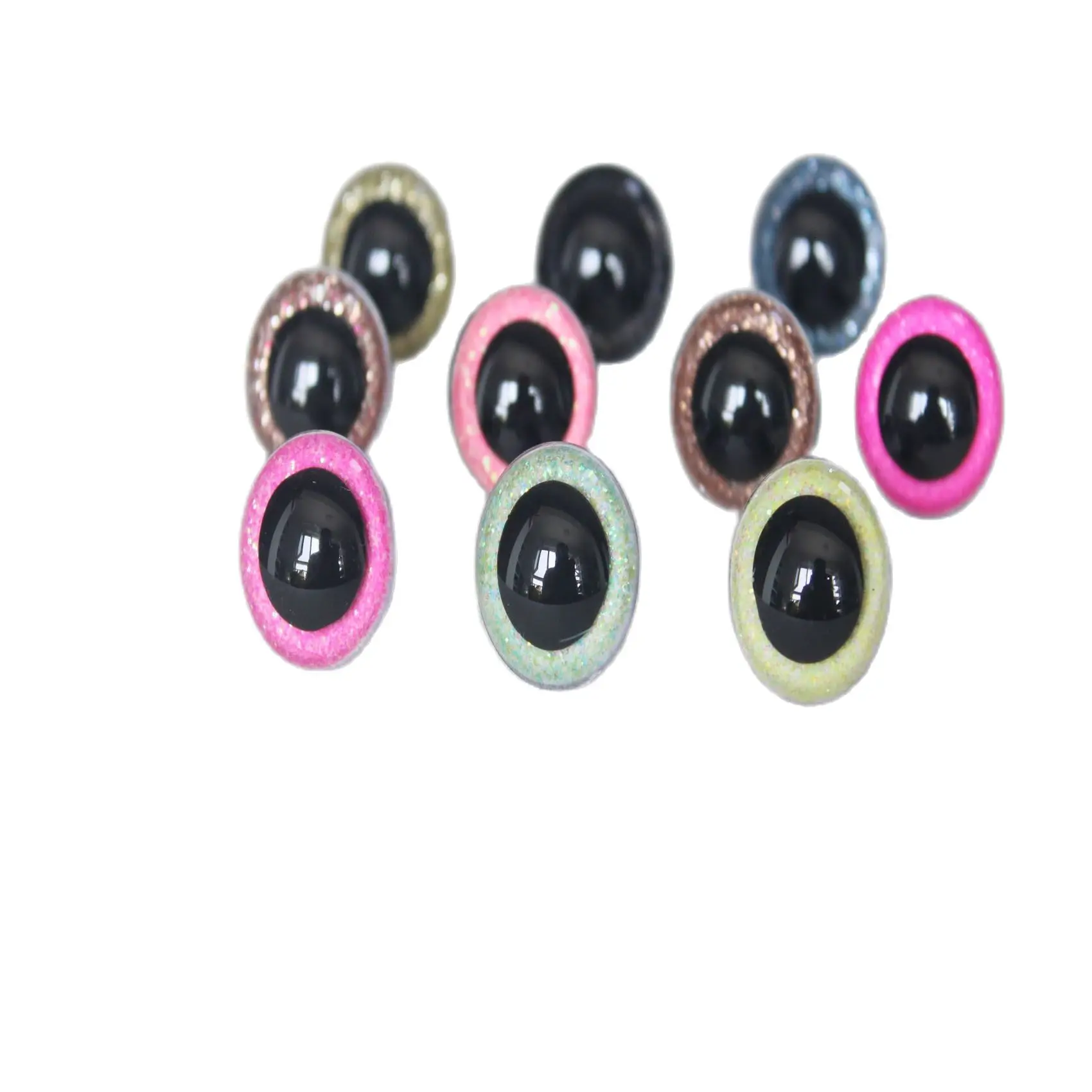 

glitter colorful eyes 22mm 24mm 26mm 28mm 30mm 40mm 50mm round plastic clear glitter toy safety eyes with washer--Y10