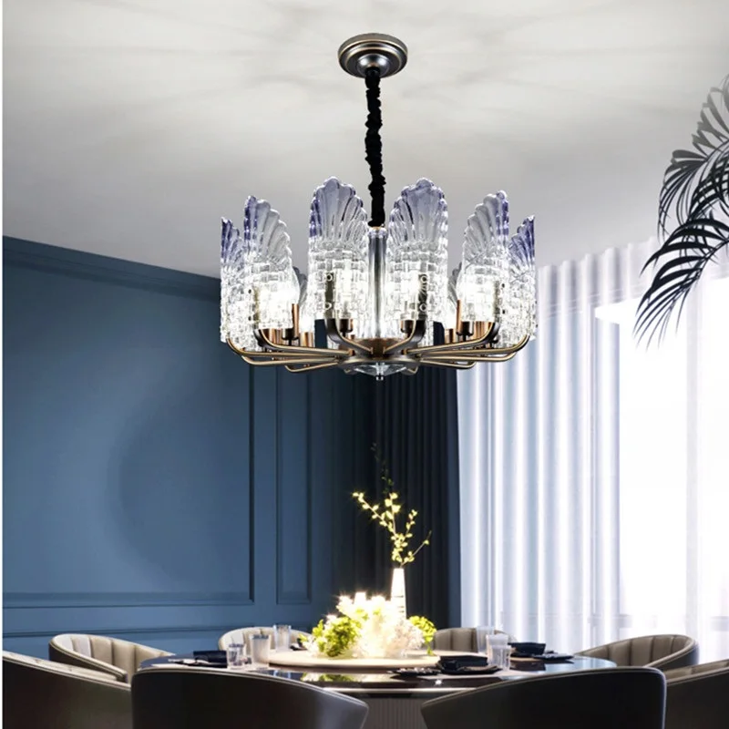 Креативная люстра из павлина и стекла E14 осветительные приборы для жилых