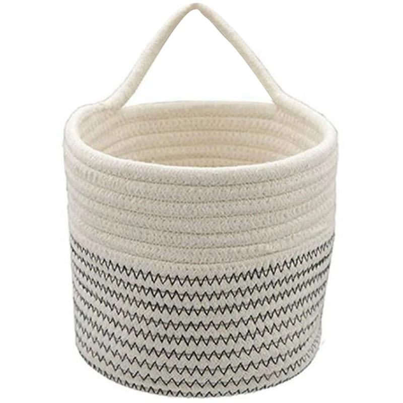 

Настенные веревочные корзины, хлопковые веревочные корзины, тканые корзины, подвесные корзины для хранения для организации круглых корзин ...