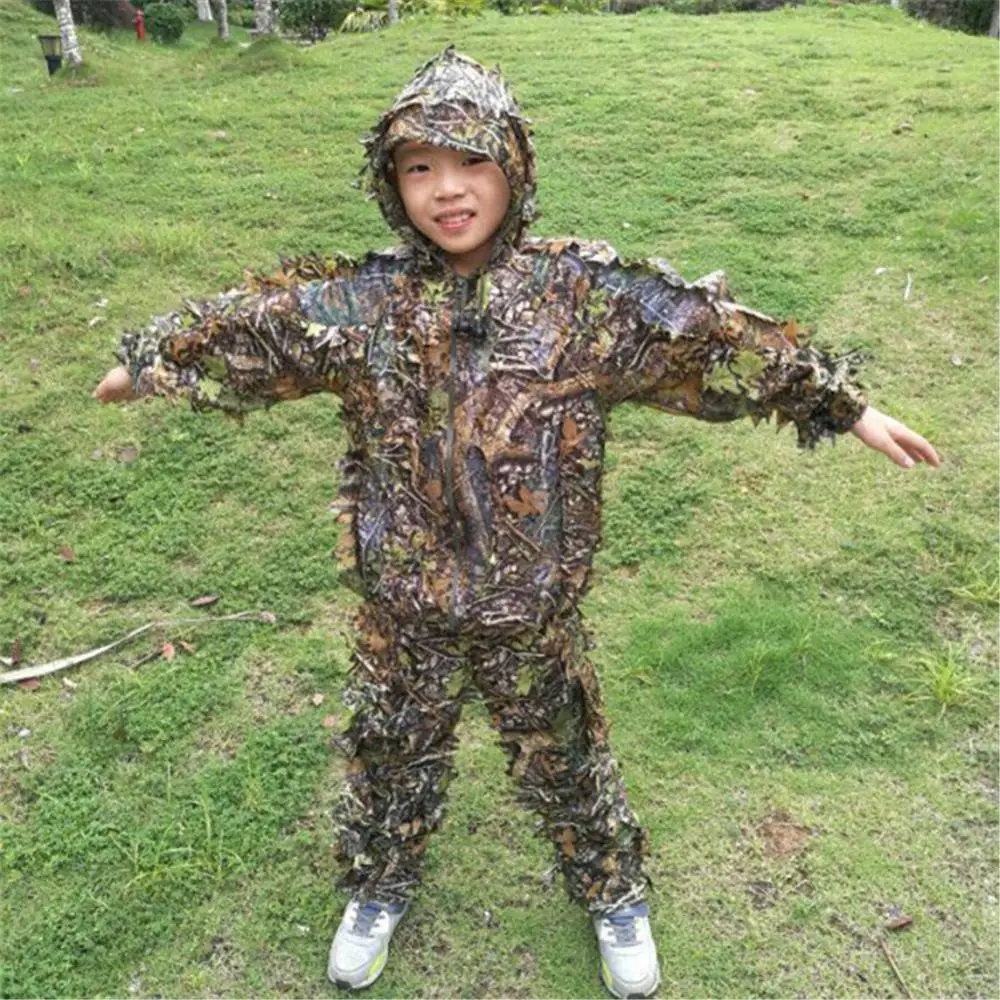 Детский охотничий костюм с 3D принтом кленовых листьев износостойкий для