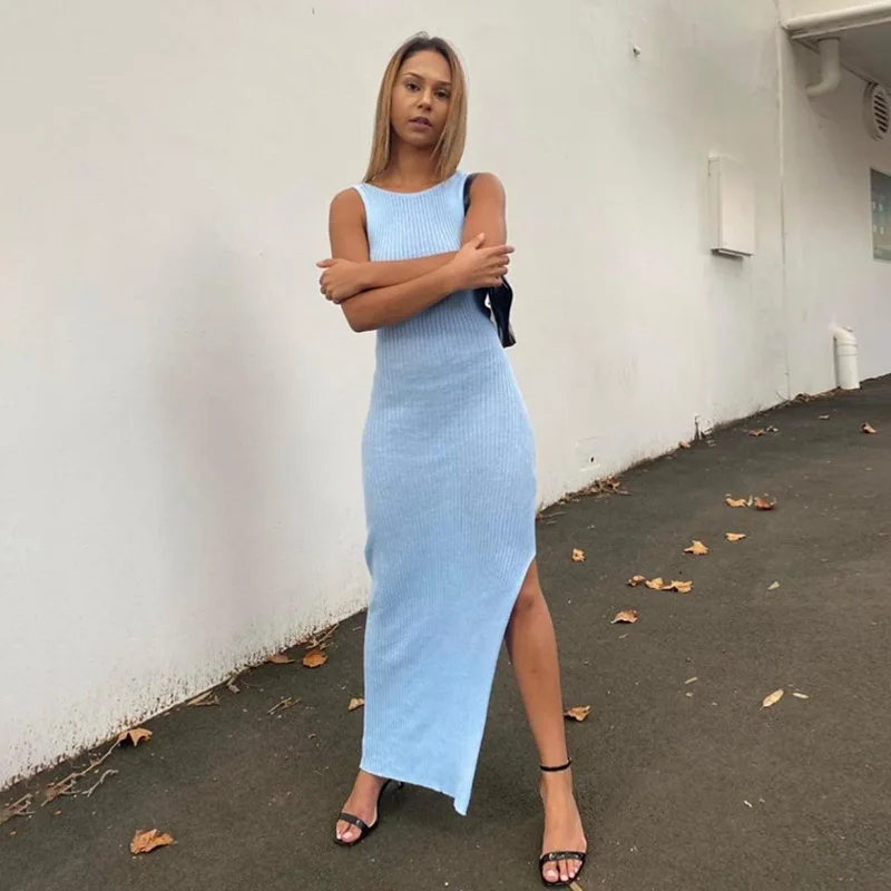 

Sleeveless Backless Hollow Out Fashion Dress Female Summer Street Temperament Slim Party Dresses vestidos