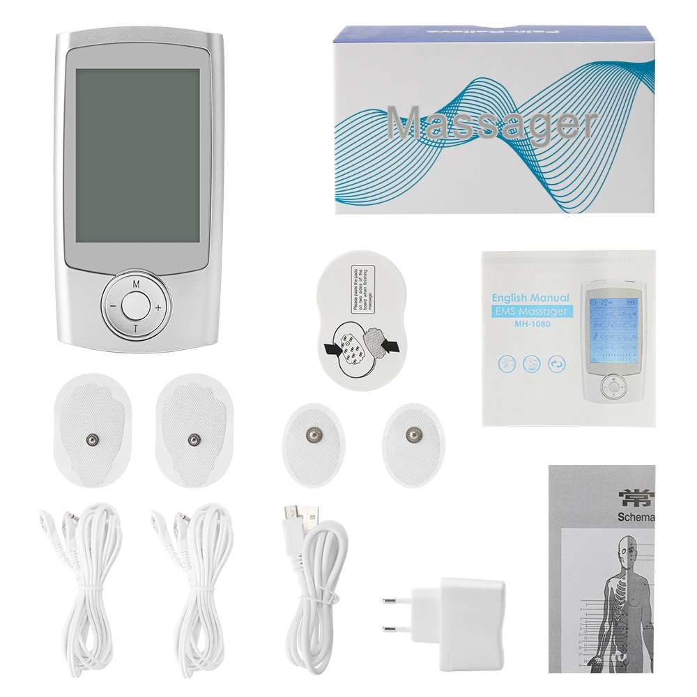 Стимулятор мышц Tens блок 16 режимов двойной выход массажер для облегчения боли в