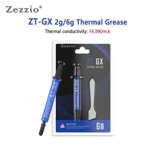 ZEZZIO ZT-GX 2g/6g 14,3 W/mk, тепловой силиконовый охлаждающий вентилятор, VGA GPU