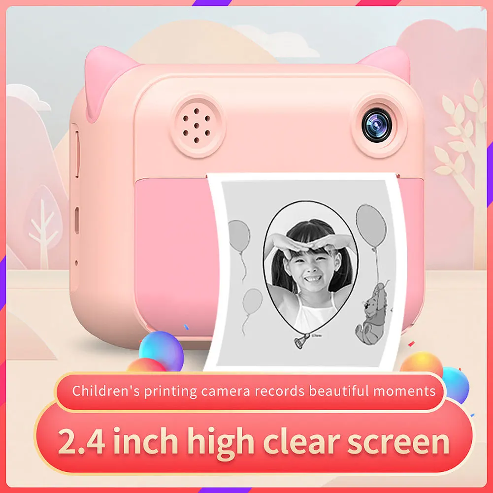 

12MP Kids Instant Print Camera 2.4inch HD 1080P Children Photo Video Digital Cameras Toy Thermal Printing Camera Birthday Gifts