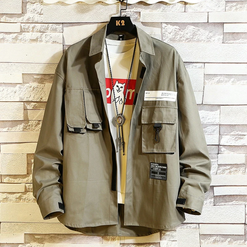 

Hip Hop Spring Jackets Men Windbreaker Patchwork Autumn Loose Casual Jacket Couple Bomber Jacket Loose Large Size Men Coat