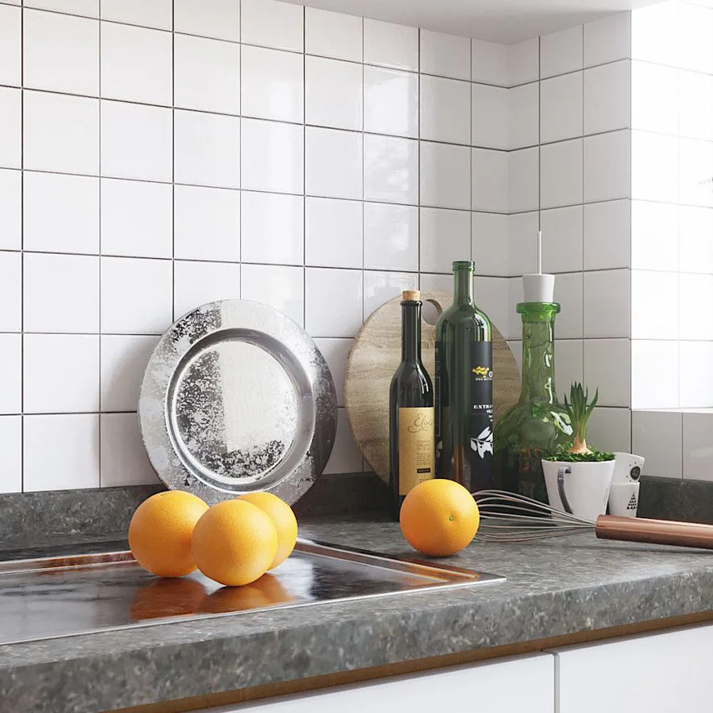 

15x15cm Kitchen Square Tile Stickers Black White Gray Self-adhesive Wall Stickers DIY Innovative Retro Wallpaper ( 1 Sheet )