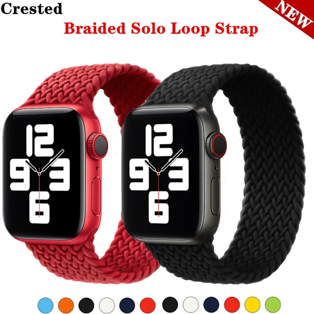 Ремешок Плетеный силиконовый для Apple Watch band 44 мм 40 38 42 эластичный браслет iWatch Series 6