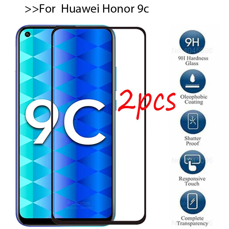 

2pcs protective glass on for huawei honor 9c tempered glas screen protector film honor9c honer 9 c c9 huawey hawei onor 9c 6.39