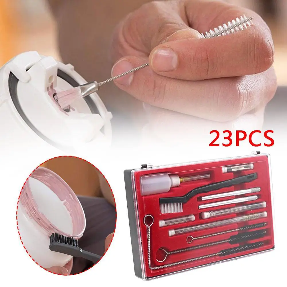 

New Pro Air Tool Paint Spray Gun Cleaning Kit 23Pc Car Airbrush Hvlp W/case Accessory Gravity E8A3