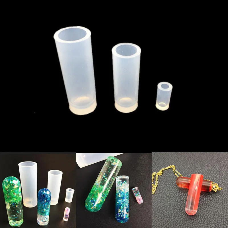 DIY Crystal Epoxy Test Tube Pendant Silicone Mold Cylindrical Test Tube Epoxy Resin Mold Additive Vascular Creative Jewelry