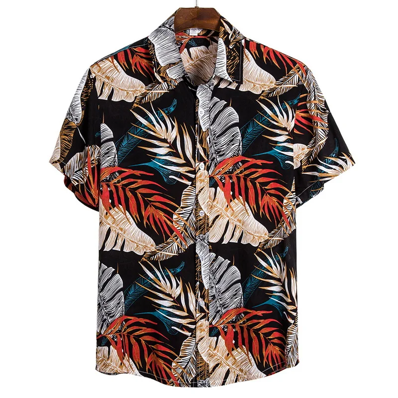 

2021 New Arrival Men's Shirts Men Hawaiian Camicias Casual One Button Wild Shirts Printed Short-sleeve Blouses Tops