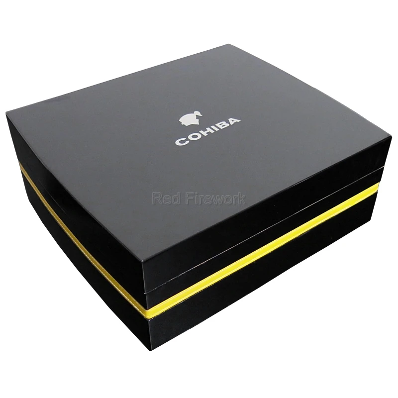 Cohiba Черный Кедр Дерево сигары Humidor набор резак пепельница фортепиано отделка