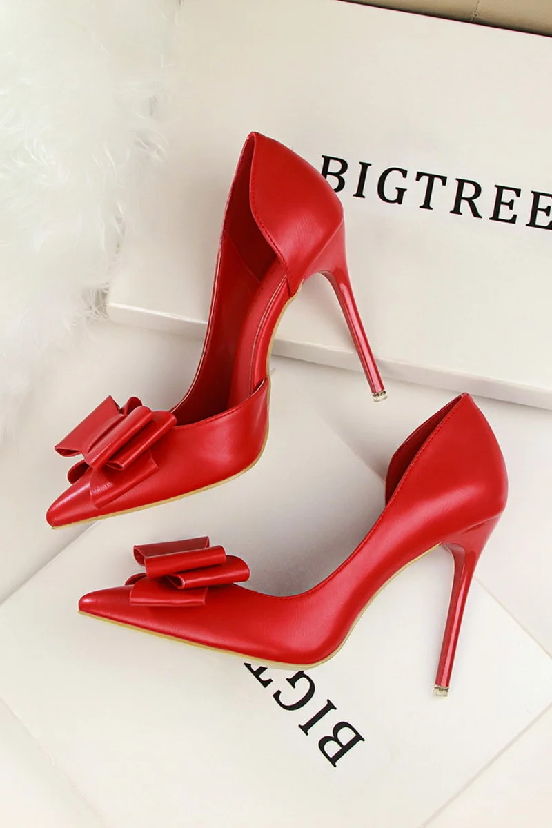 

High Heels for Women Thin Heel Shallow Solid Retro Two-piece Pointed Toe Party Elegant Ladiy Butterfly Shoes Wedding Women Pumps
