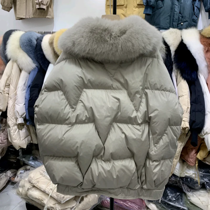 Паркер пальто 2021 Имитация натурального Лисьего меха воротник свободный большой