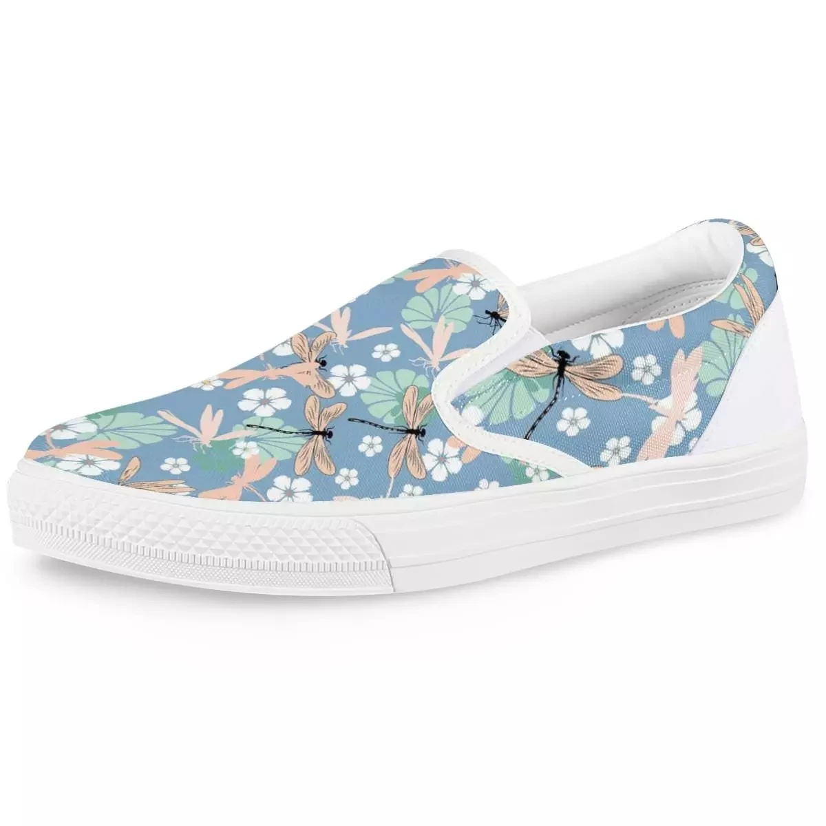 Женские парусиновые туфли twoheart Белые Повседневные с цветочным принтом стрекозы