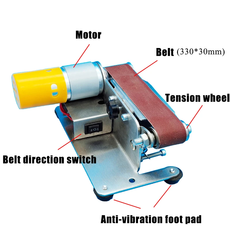 Mini Electric Belt Sander DIY Polishing Grinding Machine Cutter Edges Sharpener Multifunctional Grinder 10PCS Abrasive | Инструменты