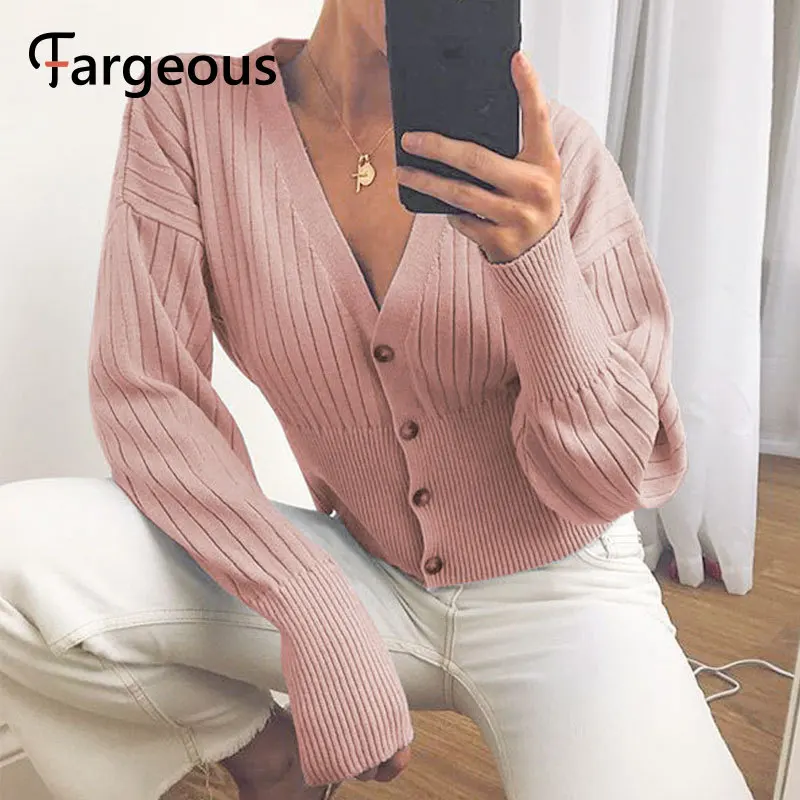 Fargeous Повседневный трикотажный женский кардиган с v-образным вырезом 2019