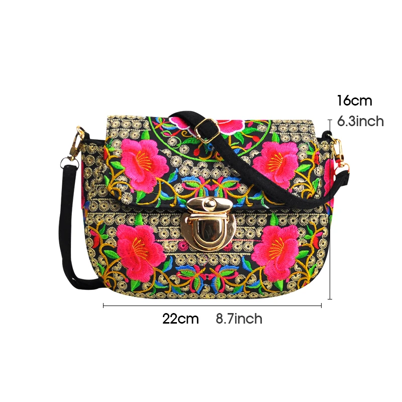 

Fashion Women Shoulder Bags Retro Pretty Flower Bohemia Ethnic Style Designer Female Hasp Small Messenger Bag for Teenage Girl