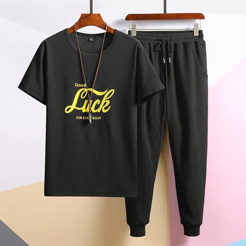 2020 Модные мужские комплекты из 2 предметов с коротким рукавом и буквенным принтом