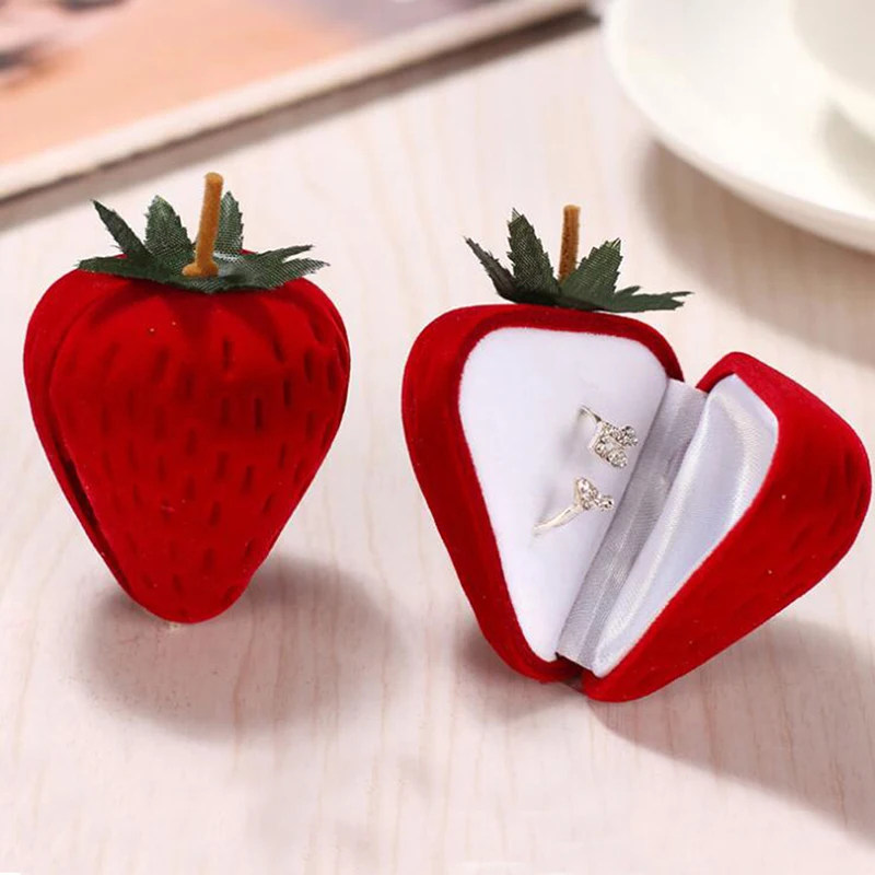 1 шт. красная роза/ювелирные изделия с клубникой коробка обручальное кольцо