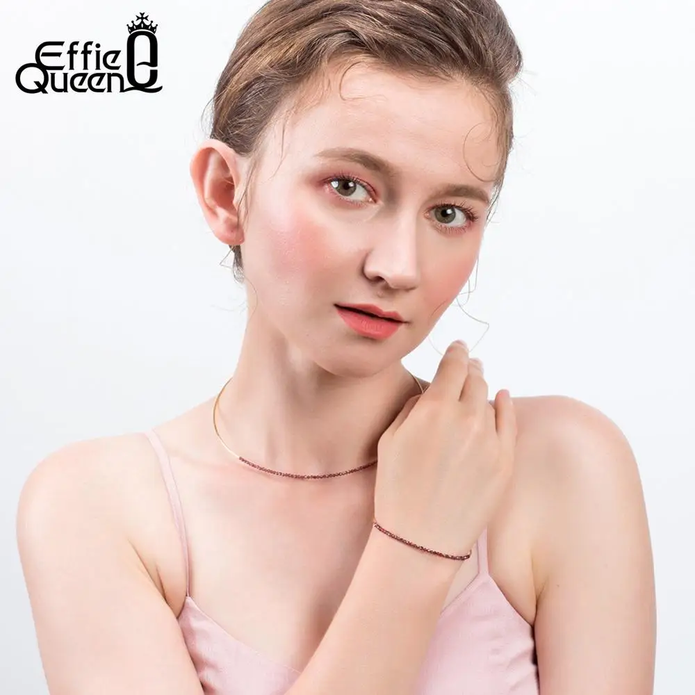 Effie queen Красный Гранат 925 пробы Серебряный браслет для женщин вечерние ювелирные изделия для девочек подарок на день рождения свадьбу новые TSB46-R