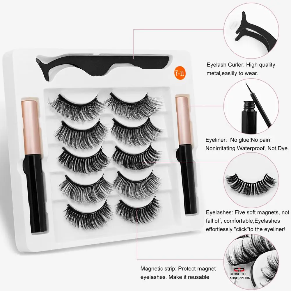 5 пар набор магнитных ресниц для наращивания 2 бутылки | Красота и здоровье