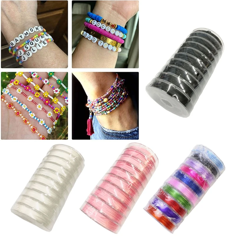 

10 Rolls 150m Crystal String 0.8mm Handmade Thread Elastic String Line Stretchy Bracelet String Bead Cord for Beading