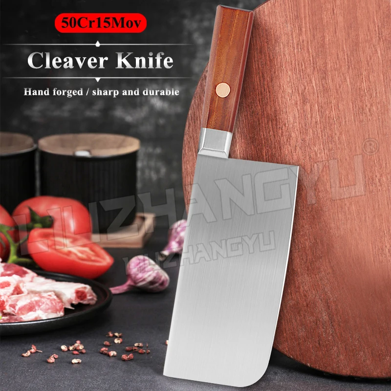 

LIUZHANGYU Cleaver Knife Kitchen Chef Knife Stainless Steel Razor Sharp Slicing Knife Meat Chopping Knife Wood Handle Chinese Bu