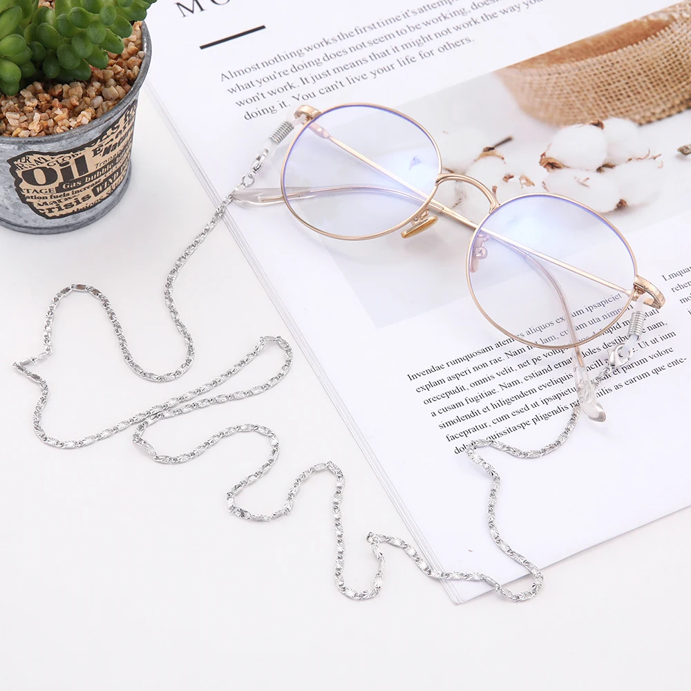 My Shape Rose Gold Color Embossing Metal Sunglasses Chain Neck Cord Strap Holder Eyeglass Glasses String Women Jewelry 78cm | Аксессуары