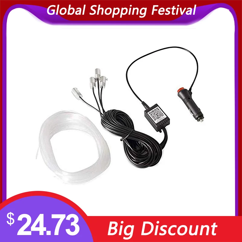

LED Strip Light Muti-color Sound-activated RGB Car Atmosphere Light Lamp Ribbon Flexible With Bluetooth Remote For Tesla Model 3