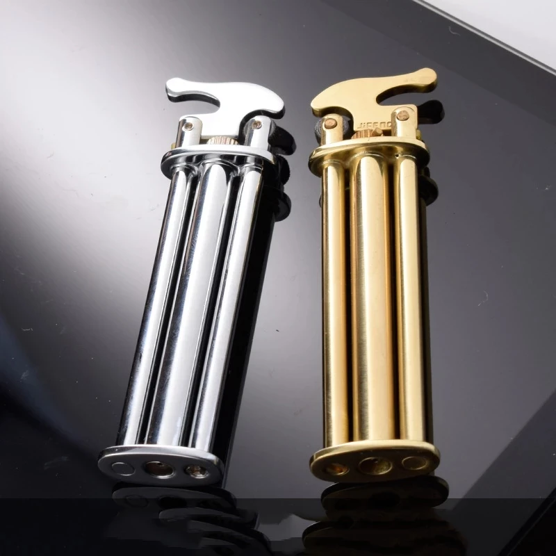 Необычная винтажная ретро-зажигалка JiFeng с тремя трехзубьями из чистой латуни