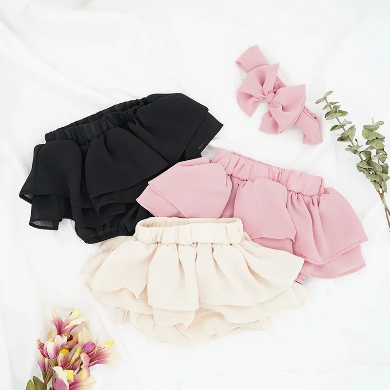 2020 New Baby Girl Skirts Summer Girl Cake Skirts Chiffon short+Headband Baby Tutu Skirts Cute Fluffy Short Kids Skirt
