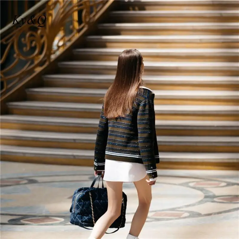 Бренд Дизайн Подиум контрастный полосатый Яркий шелковый нагрудный женский