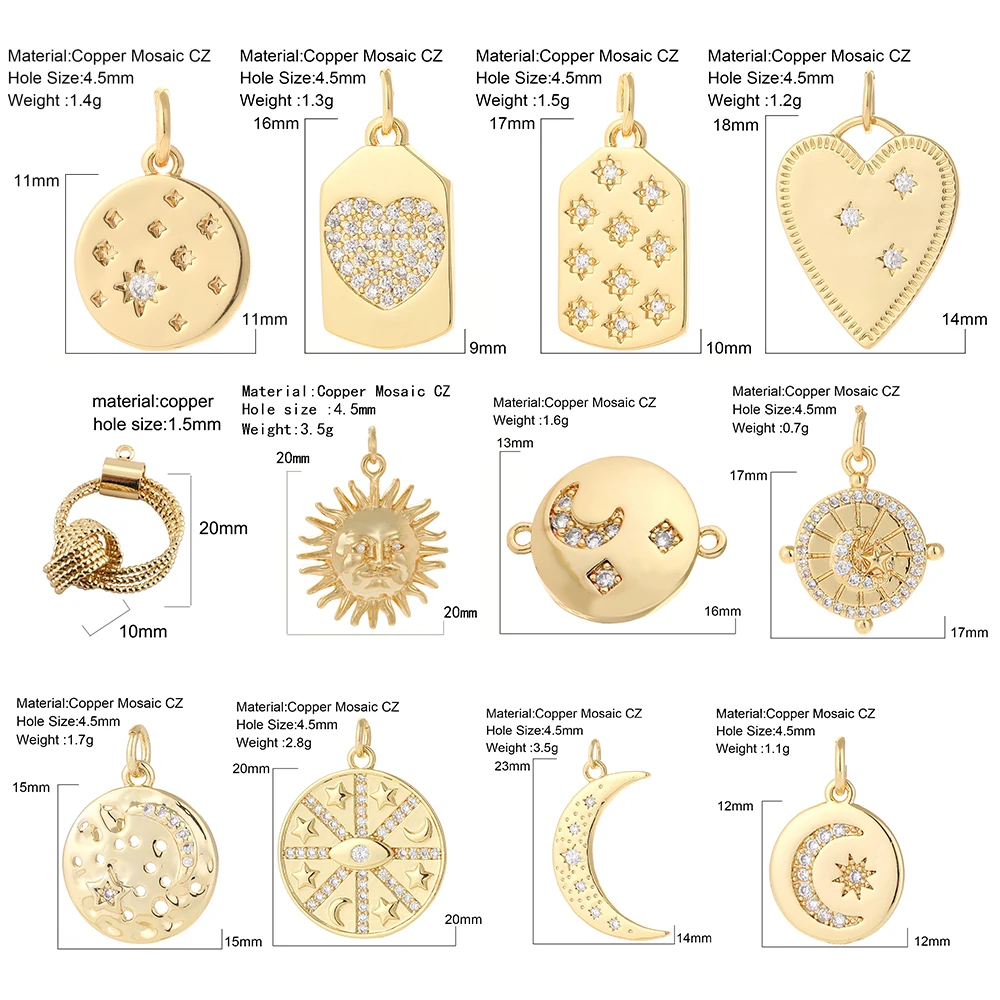 Шармы Подвески для изготовления ювелирных изделий сердца солнца звезды Луны