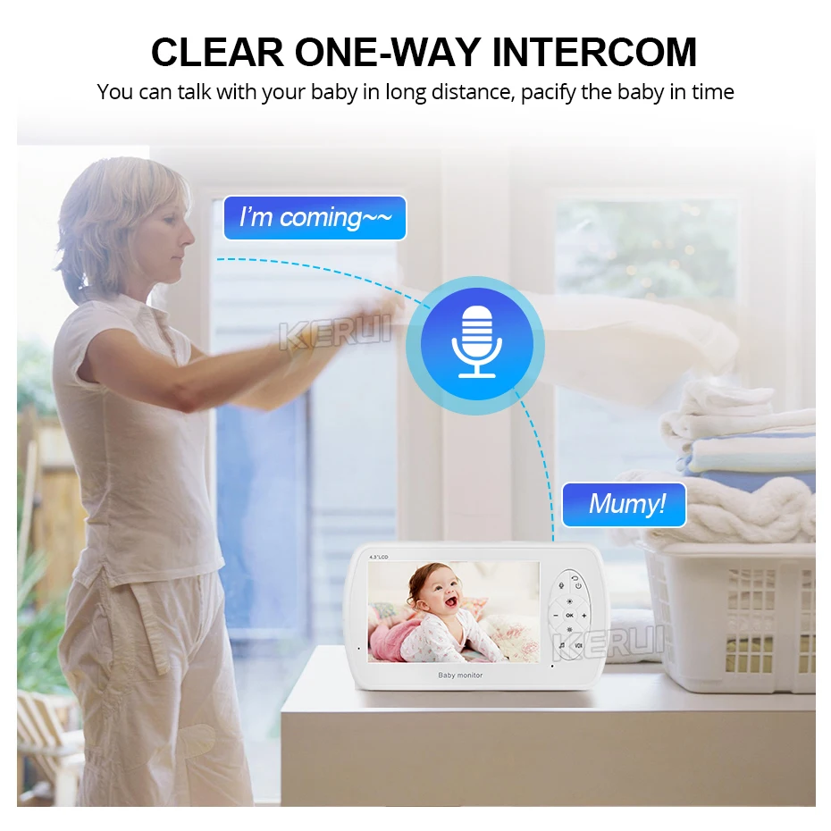 

KERUI 4.3 inch Screen Babyphone Camera Video Nanny Baby Monitor With Camera Security Babyfoon Temperature Monitor Night Vision