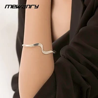 mewanry 925 sterling silver couples bracelet for women trend vintage elegant party simple glossy ecg wave jewelry birthday gifts
