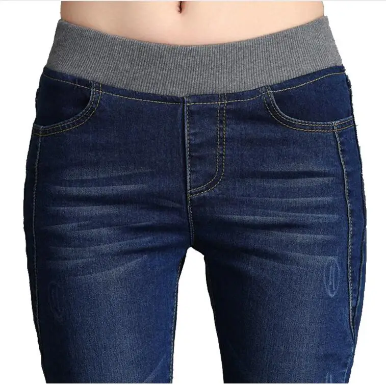 Кашемировые зимние теплые джинсы женские черные с высокой талией для девочек