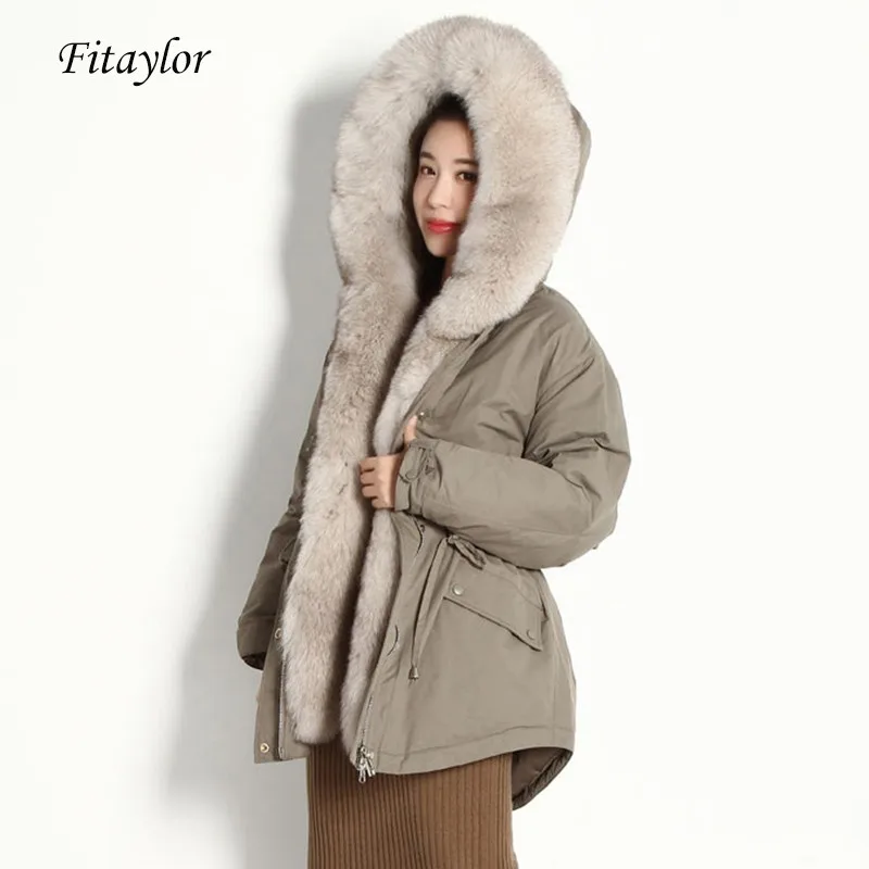 Fitaylor 2020 зимнее пальто из натурального меха Женская парка 90% белого утиного пуха