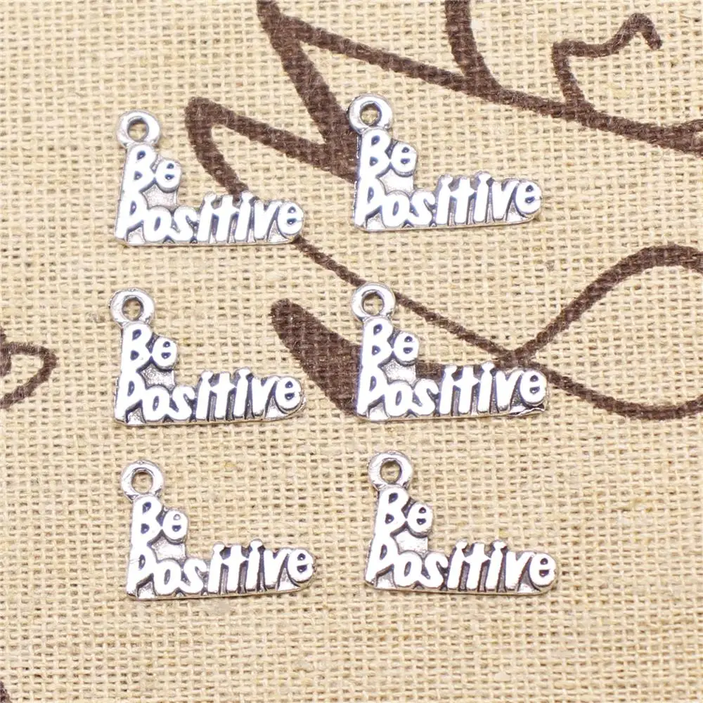 

Designer Charms DIY 20pcs 15x11mm Antique Silver Color Be Positive Charms